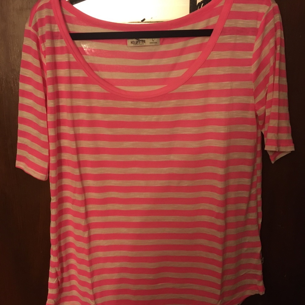 NWOT neon pink and white striped tee